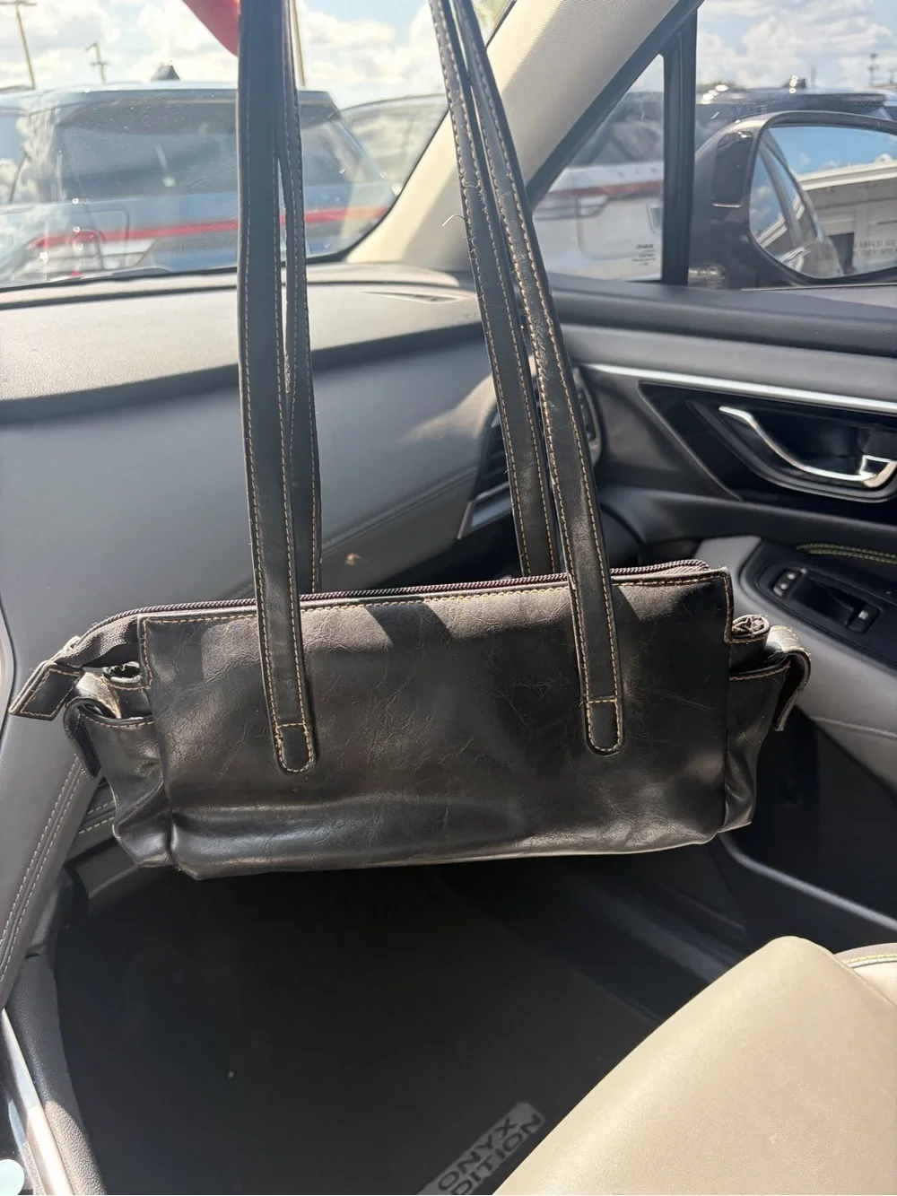 Black Leather-Style Shoulder Bag - Classic Everyday Tote